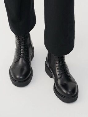 Vagabond kenova Black Leather Lace-Up Combat Boots